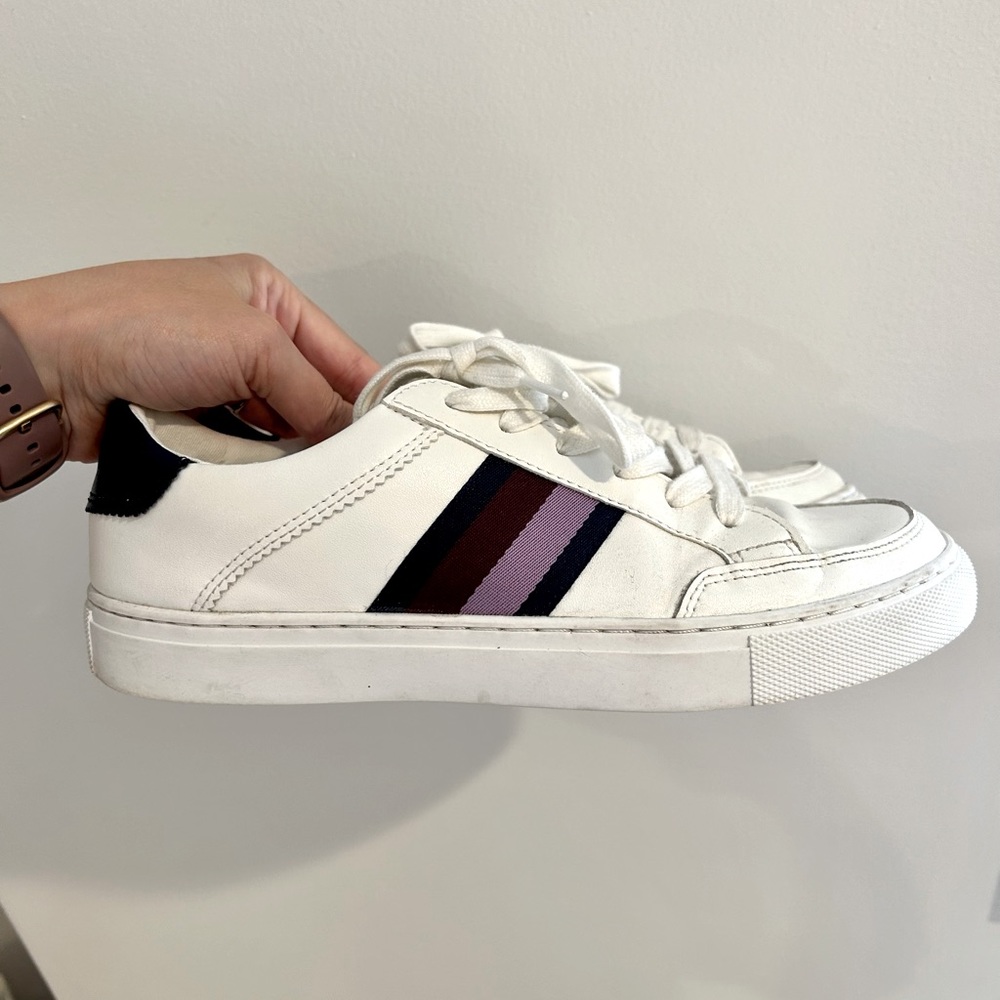 JCrew Striped White Sneaker, 8.5